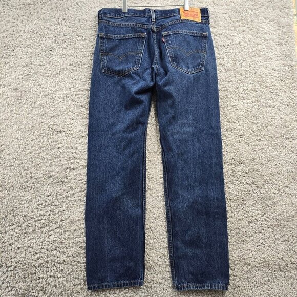 Levis 505 Jeans Mens 34x32 Blue Regular Straight Fit Workwear Cowboy Denim - Picture 4 of 13